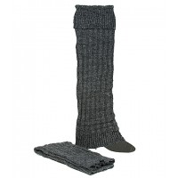 Socks/ Leg Warmers - 12 Pairs Knitted Leg Warmers - Dark Gray - SK-F1007DGY